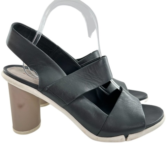 Clarks heels size 9 40 black taupe leather avant-garde color blocking funky - Picture 13 of 13